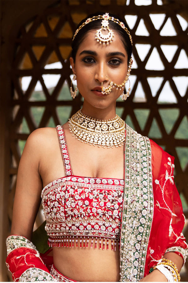 Eclipsed Ruby Wedding Lehenga