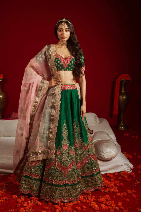 Emerald Blush Enchantment Lehenga