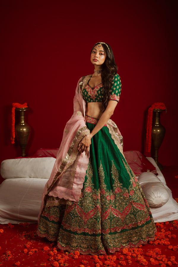 Emerald Blush Enchantment Lehenga