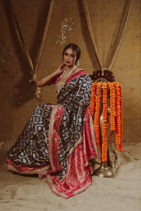 Navy Nightfall Banarasi Saree