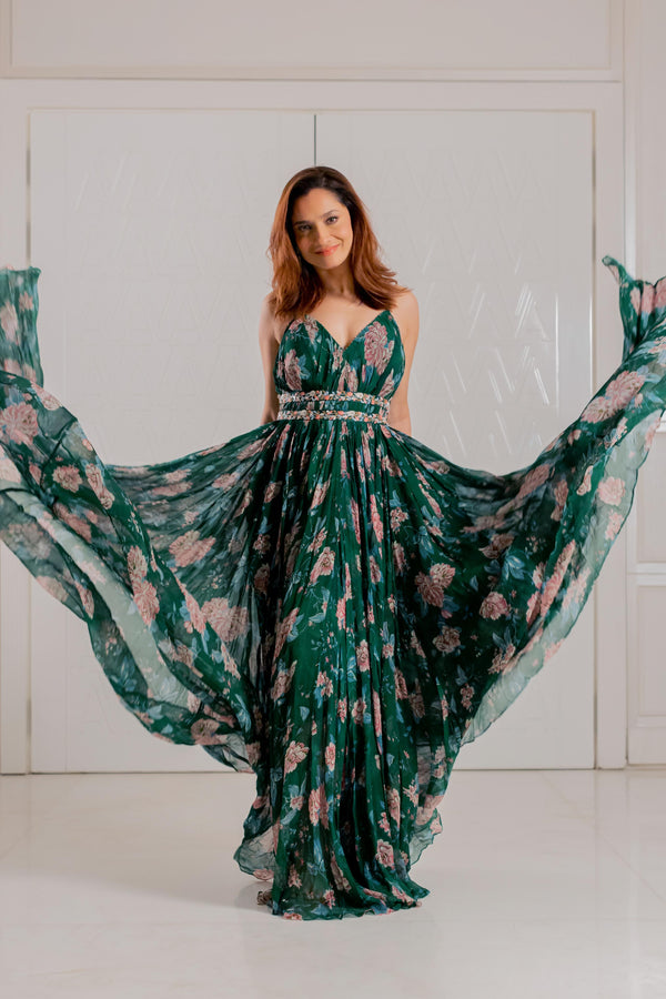 Emerald Blossom Enchantment Gown