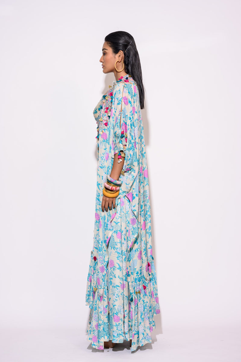 Light Blue Kaftan with Palazzo Set