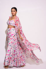 Grey Pink Kaftan with Palazzo Set