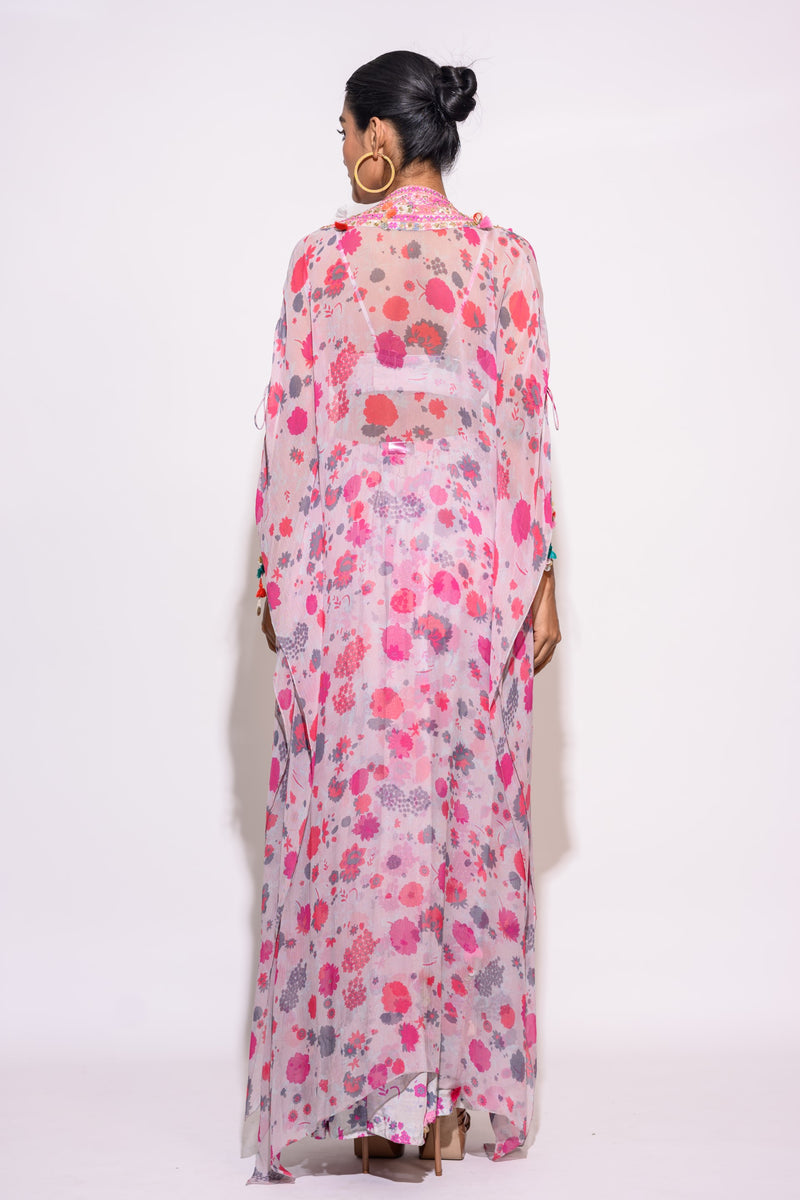 Grey Pink Kaftan with Palazzo Set