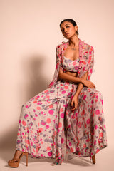 Grey Pink Kaftan with Palazzo Set