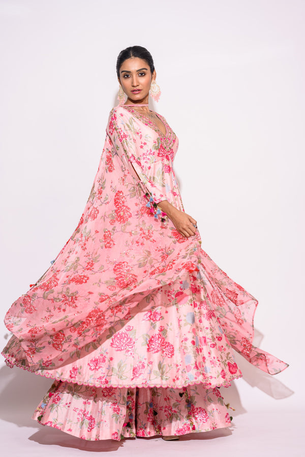 Printed Pink sharara set